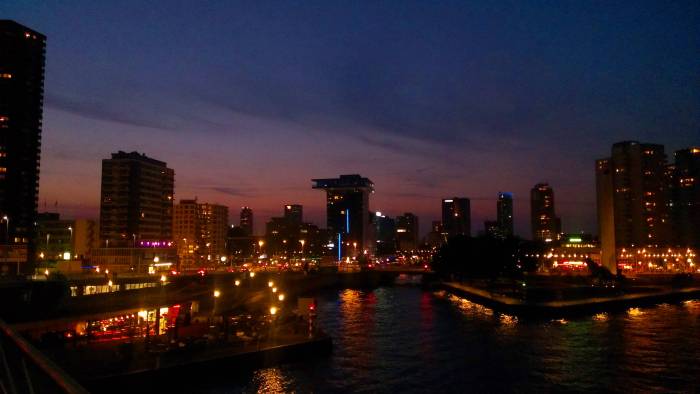 Rotterdam is sprawling, this is taken in a central area, from one of the main bridges